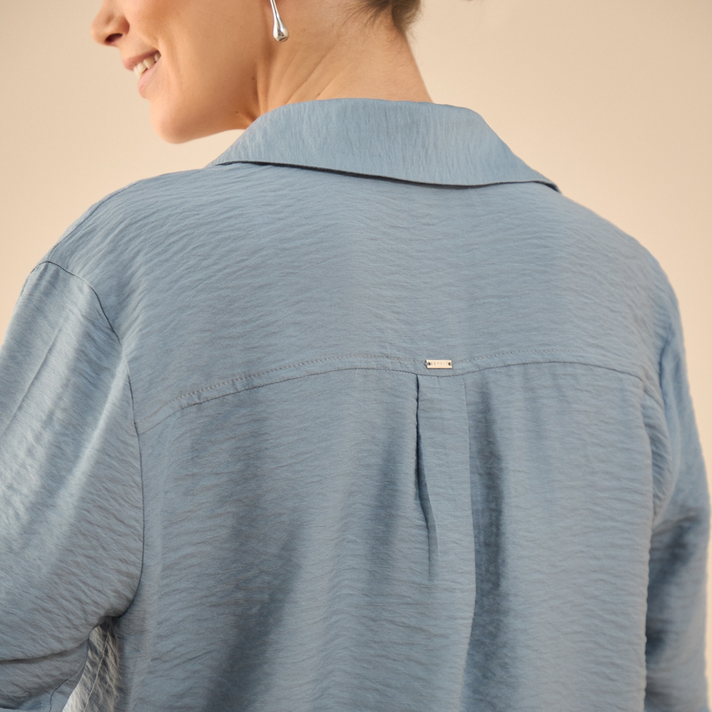 Camisa Lino Azul Humo