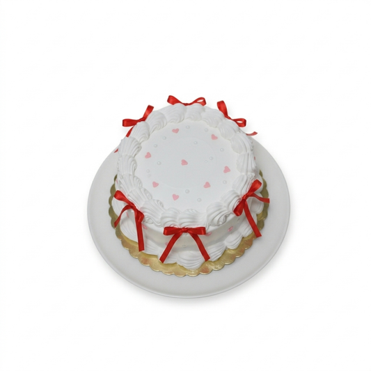 Torta redonda con decoración coquette