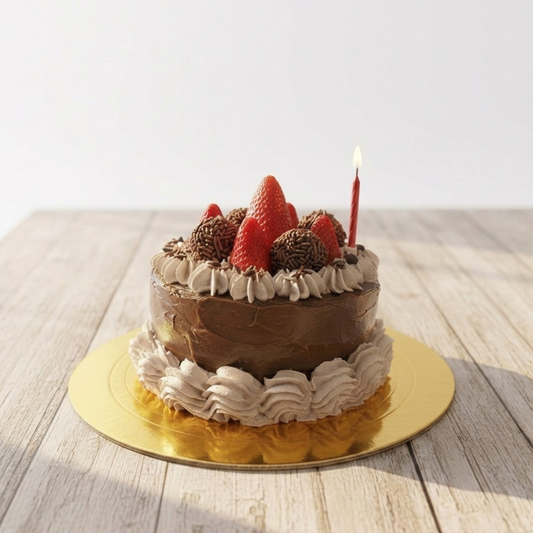 Torta de chocolate, trufa y fresa