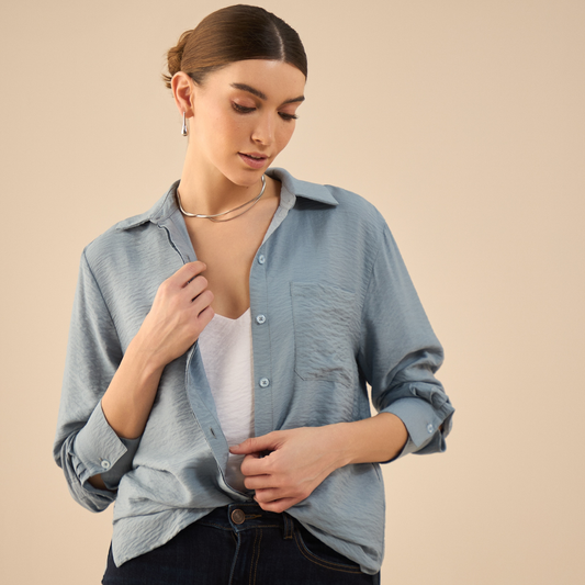 Camisa Lino Azul Humo